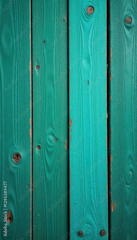 Fototapeta premium Wooden plank with teal and turquoise green wood grain pattern, wooden plank, teal, turquoise