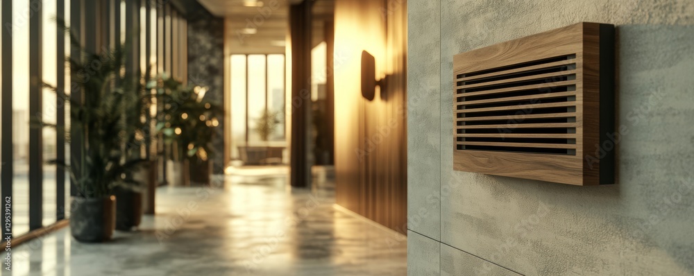 Modern interior design with textured walls and warm lighting in a contemporary space Modern interior design with textured walls and warm lighting in a contemporary space