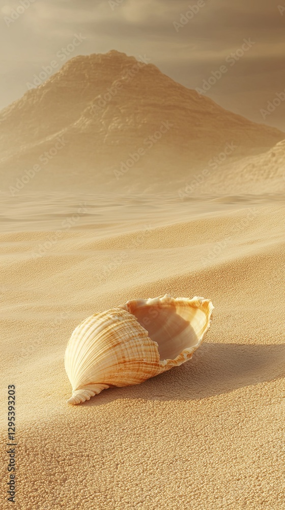 A lone shell partially buried in sand picture A lone shell partially buried in sand picture