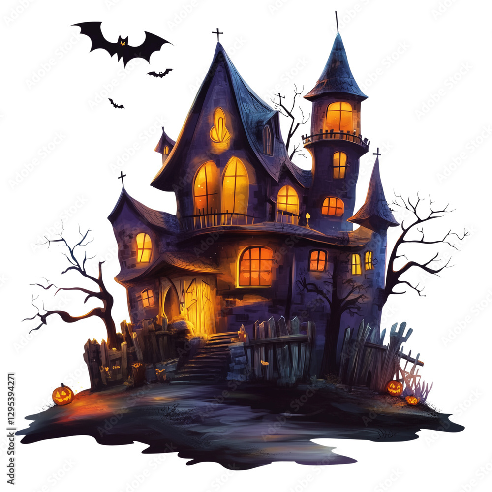 A dreamy Halloween fantasy scene with floating, glowing pumpkins, casting a soft golden hue on transparent png background. Ai generated A dreamy Halloween fantasy scene with floating, glowing pumpkins, casting a soft golden hue on transparent png background. Ai generated