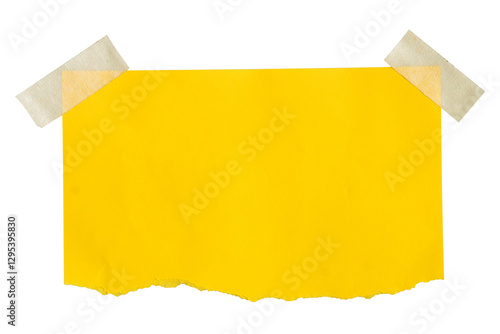 blank yellow sticky note with paper tape isolated on white