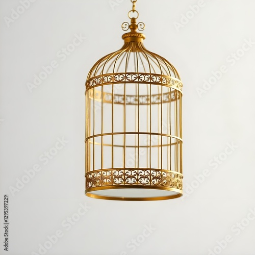 golden cage on white background