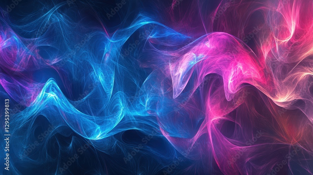 Swirling light trails in neon blue and magenta, digital motion, vibrant glowing waves, sci-fi energy abstraction Swirling light trails in neon blue and magenta, digital motion, vibrant glowing waves, sci-fi energy abstraction