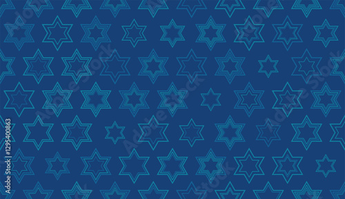 Star of David seamless blue vector background. Stylish vector repeating pattern with a Six-pointed star.
