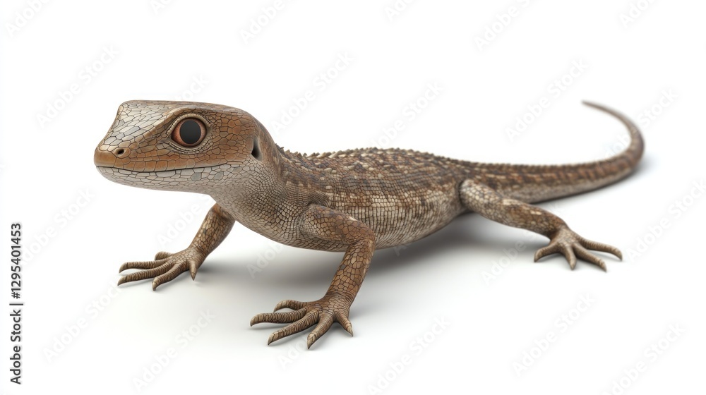 Brown lizard posing on white background Brown lizard posing on white background