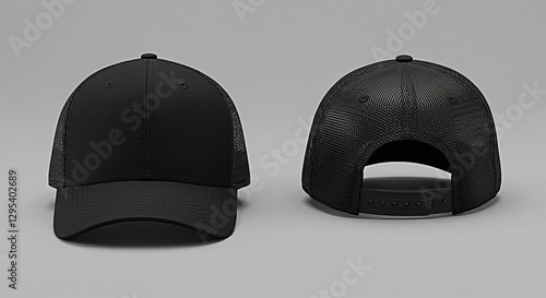 mockup black trucker baseball hat 
