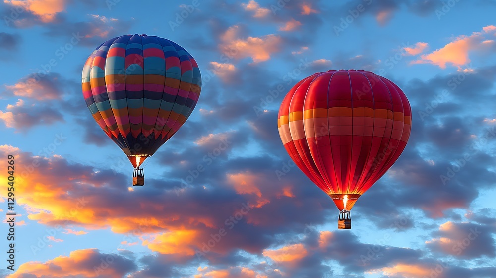 Hot air balloons sunset flight Hot air balloons sunset flight