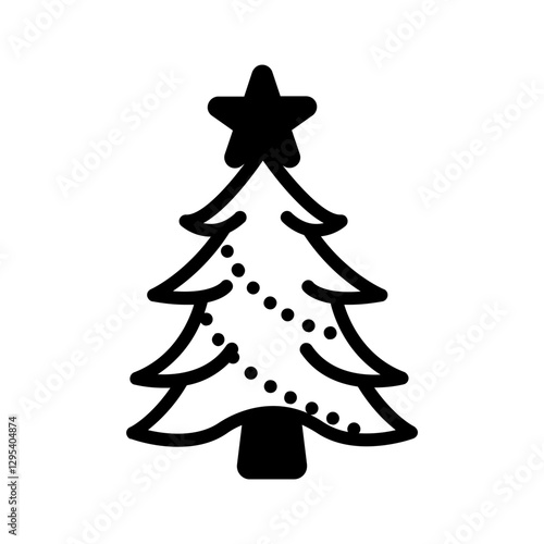 Vector solid black icon for X mas