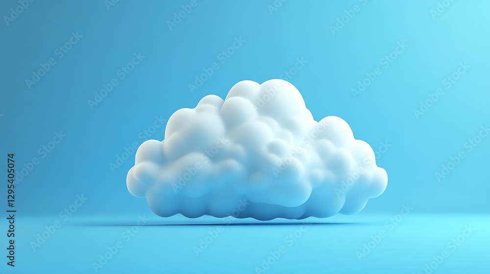 3D Render of a Single Cloud against a Blue Sky Background 3D Render of a Single Cloud against a Blue Sky Background