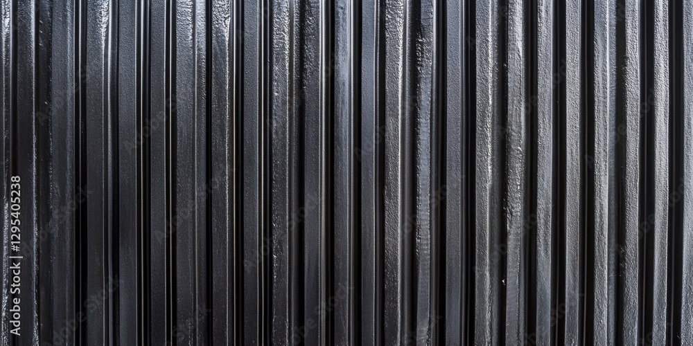 Obraz premium Rhythmic Metal Pattern: A close-up view of a textured, repeating pattern formed by parallel lines of a metallic material, offering a study in abstract form, and light and shadow play. 