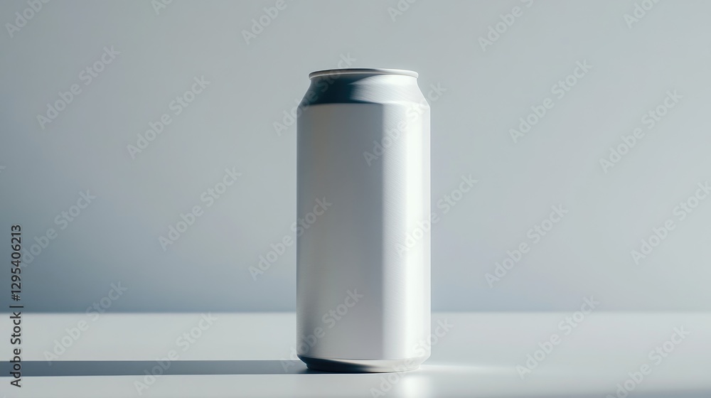Minimalist white can on a smooth surface with soft lighting Minimalist white can on a smooth surface with soft lighting