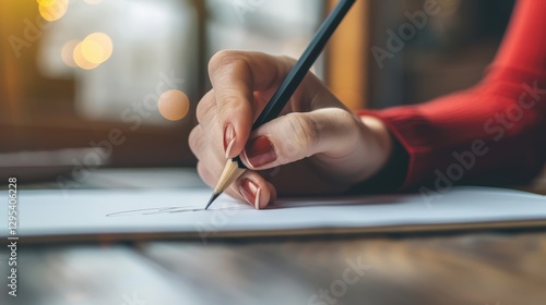 A hand with a pencil sketching on paper, illustrating artistic creativity and focus