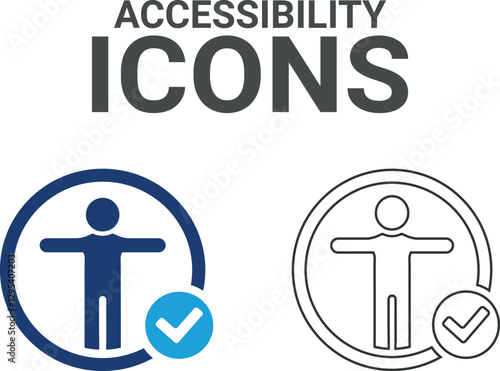 Accessibility icons. Containing wheelchair, accessibility, blind, broken leg, disabled, assistance and deafness icons. Solid icon collection. Vector illustration.