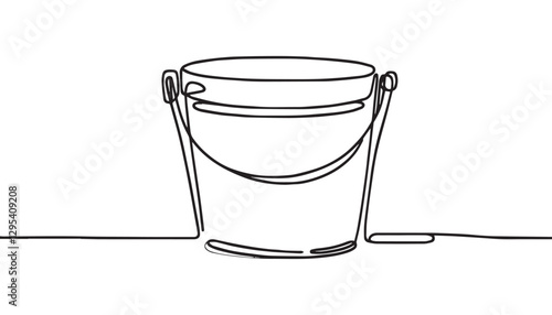 Continuous one single minimal line drawing bucket