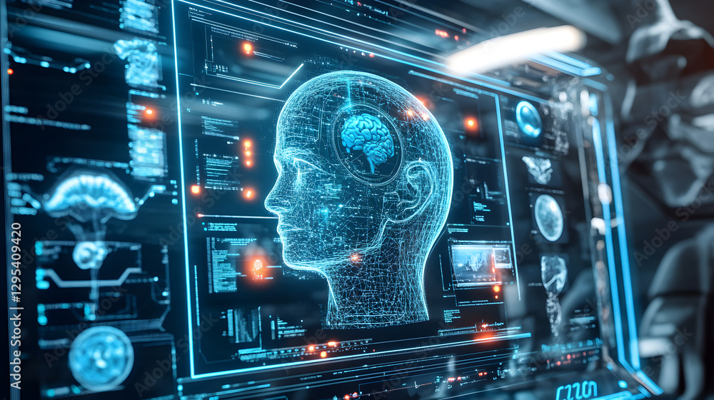 AI-powered space station interior monitoring system displaying real-time data of astronauts floating in zero gravity AI-powered space station interior monitoring system displaying real-time data of astronauts floating in zero gravity