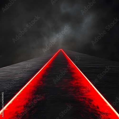 Futuristic Pathway with Neon Red Light in Dark Atmospheric Environment