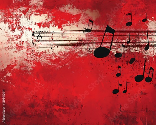 Red grunge music notes background (1)