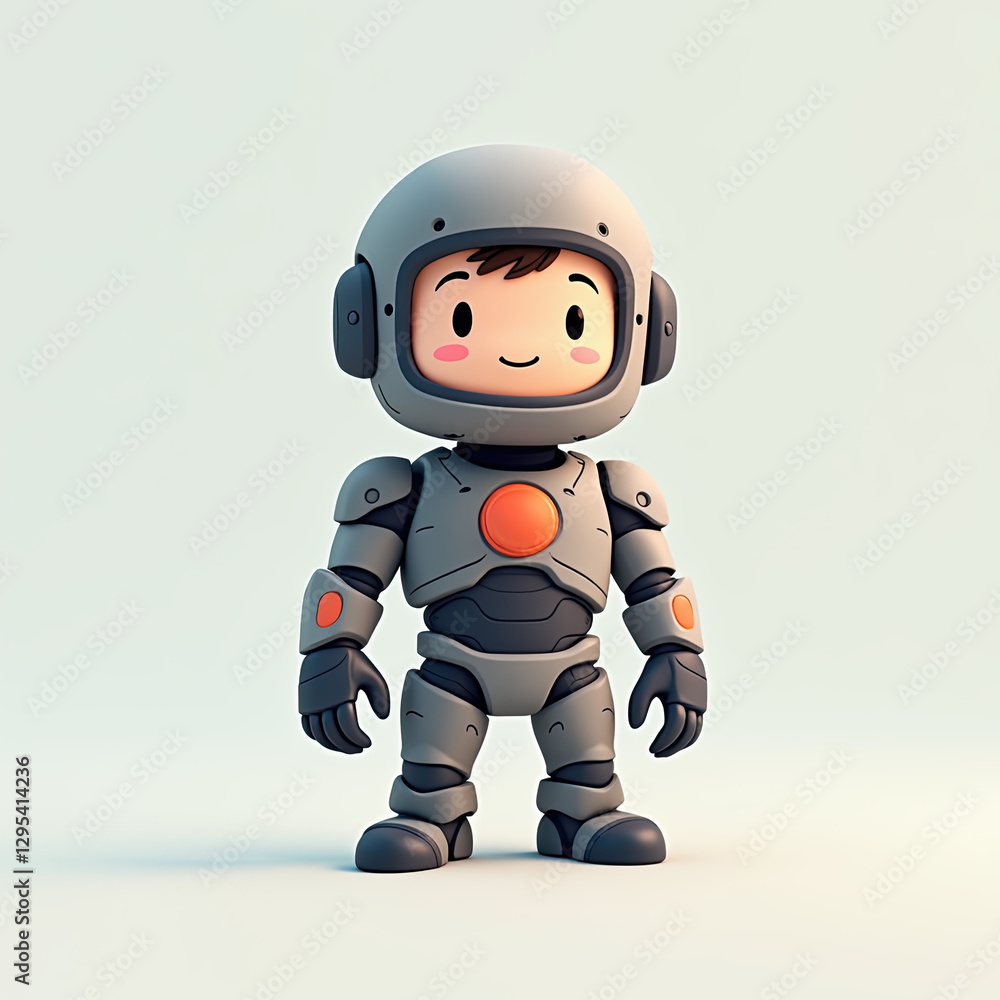 Fototapeta premium Cute Robot Boy 3D Render, Astronaut - 3D Rendered Characters