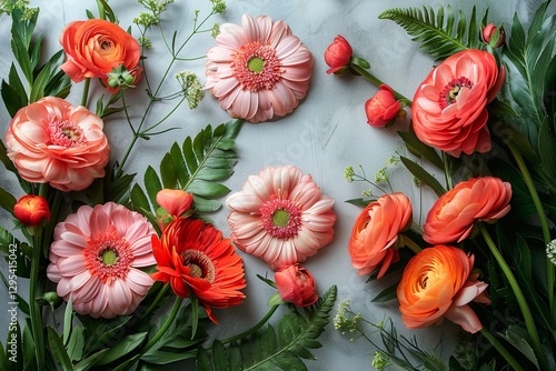 Wallpaper Mural Vibrant Gerbera And Ranunculus Arrangement Torontodigital.ca