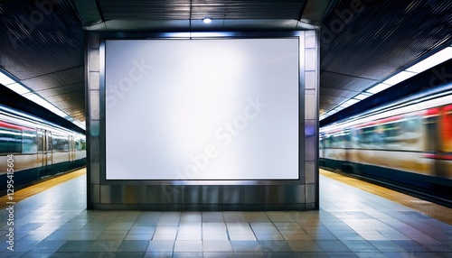 Blank Subway Ad Mockup, Train Station - Mockups & Templates:  This .