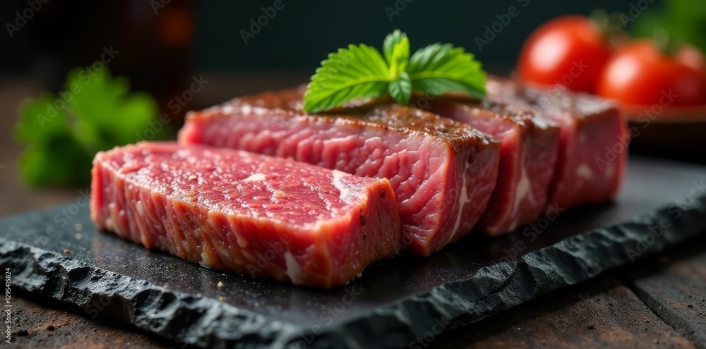 Thick-cut Wagyu striploin steak, seared to perfection on a stone , cooking, gourmet, foodphotography Thick-cut Wagyu striploin steak, seared to perfection on a stone , cooking, gourmet, foodphotography