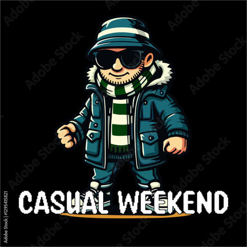 illustration vector graphic of Football fans ultras hooligan with green white scarf design for logo, t-shirt, etc
