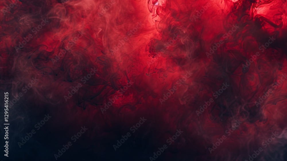 Obraz premium Enigmatic swirl of vibrant red smoke drifting against a deep black backdrop, perfect for bold wallpapers and dramatic backgrounds.