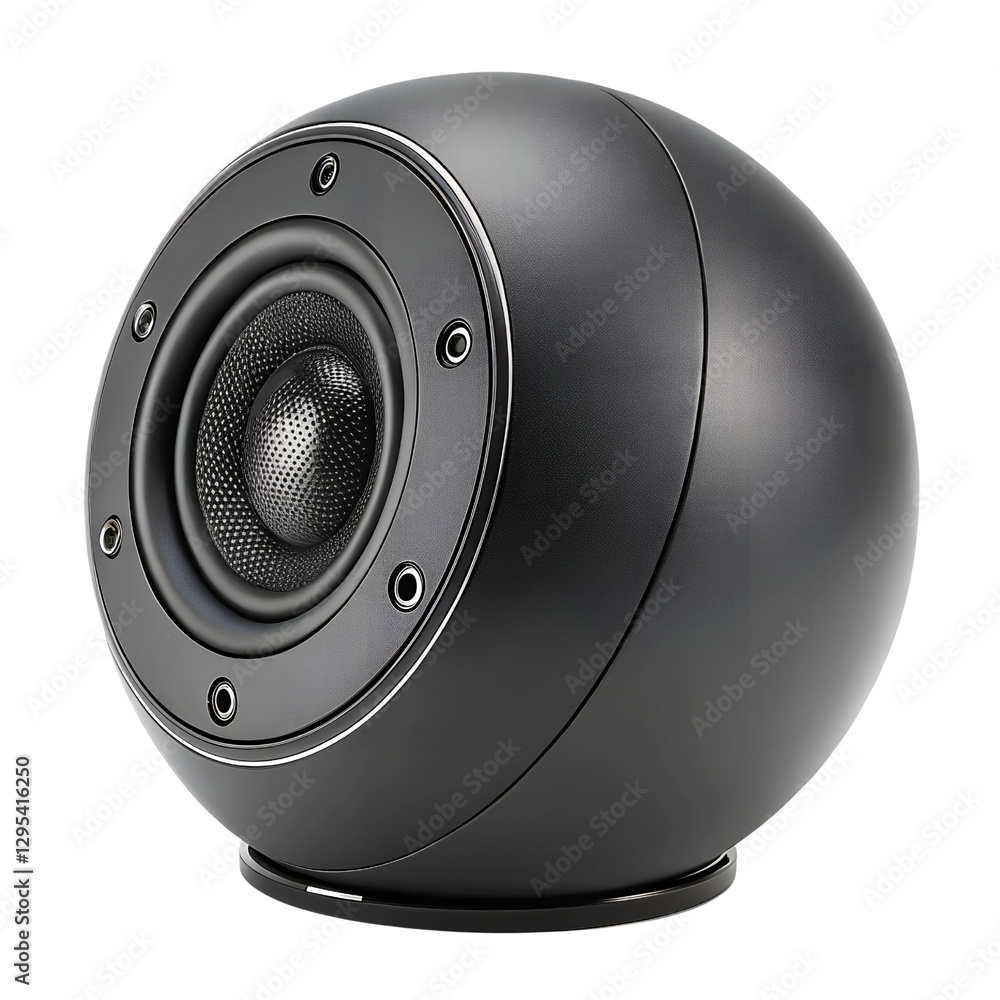 Matte Black Sphere Shaped Speaker on Transparent Background Matte Black Sphere Shaped Speaker on Transparent Background