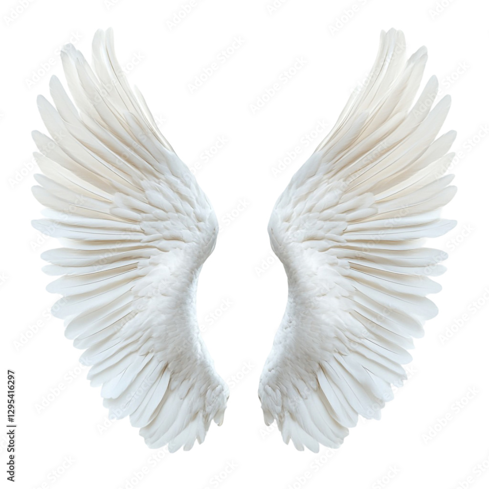 Fototapeta premium Majestic white wings spread wide freedom flight angelic feathers
