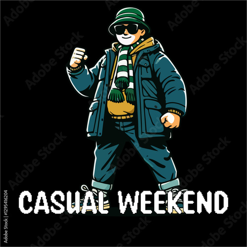 illustration vector graphic of Football fans ultras hooligan with green white scarf design for logo, t-shirt, etc
