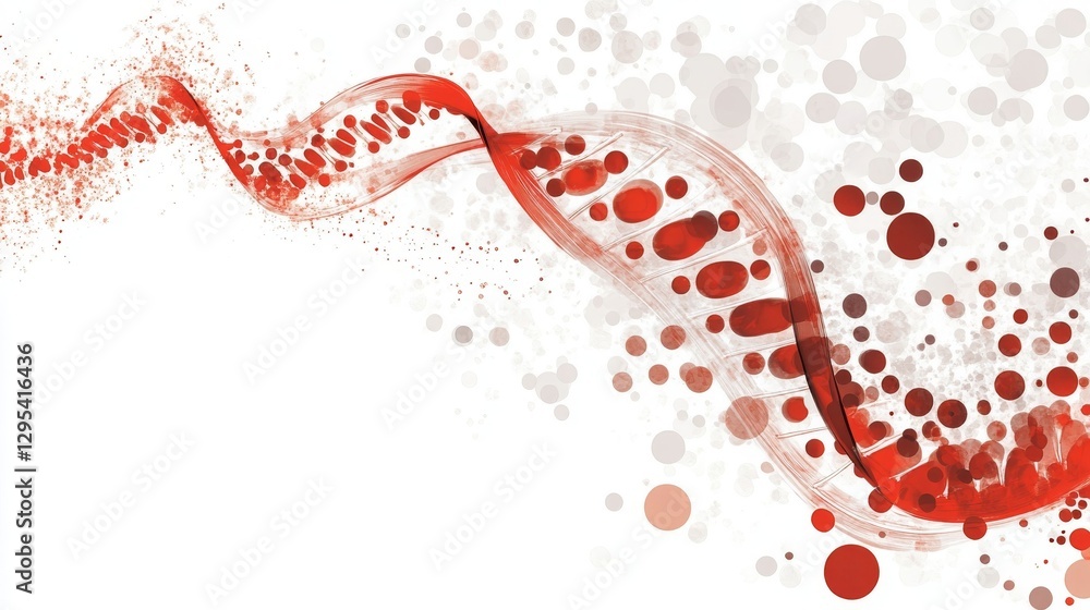 Obraz premium Abstract DNA Helix: Red Spiral in White Background