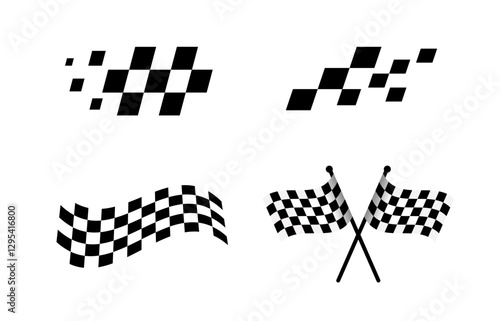 Sport car stripe stickers. Racing stripes. Race flag. Checkered flag. Stickers car decal template. Automotive graphics. Racing sport checkered pattern. Vector illustration