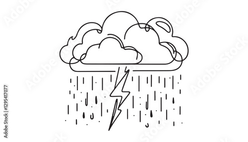 Continuous one single minimal line drawing raining