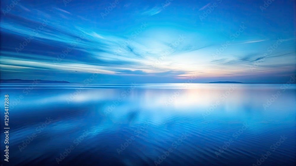 Obraz premium Deep blue gradient, long exposure abstract art. Smooth, subtle color shifts create a stunning digital wallpaper.