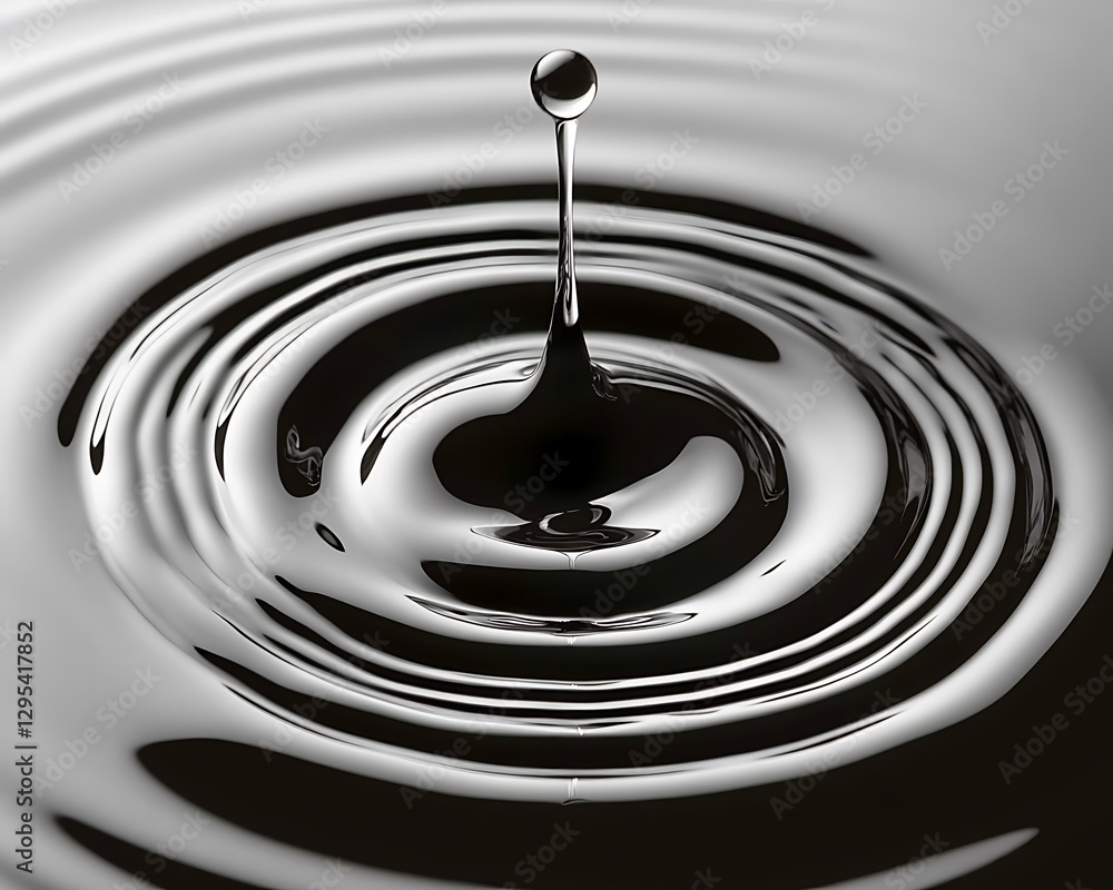 A single water droplet creating concentric circular ripples on the surface A single water droplet creating concentric circular ripples on the surface