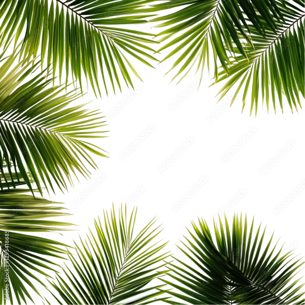 Obraz premium Lush Palm Fronds Frame Abstract Art Tropical Green Nature