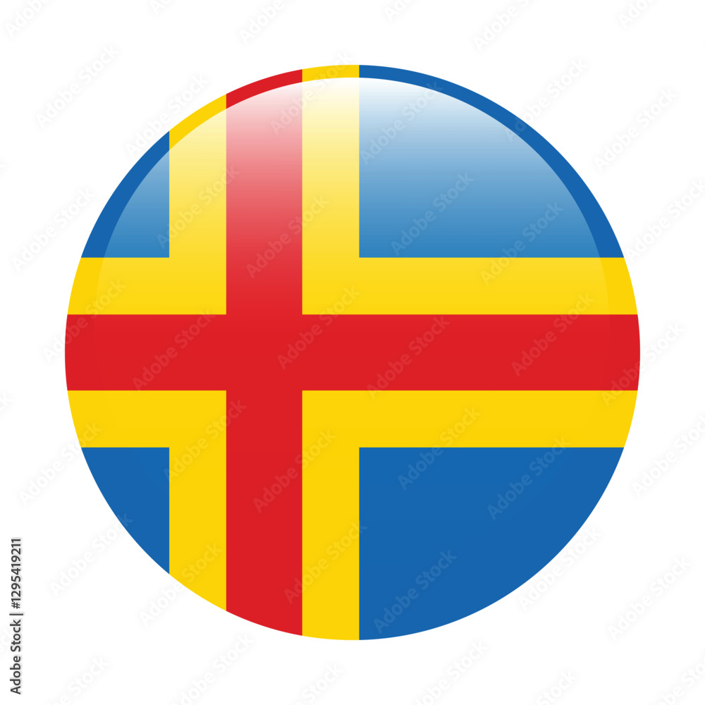 Aland circle flag logo icon digital vector illustration Aland circle flag logo icon digital vector illustration