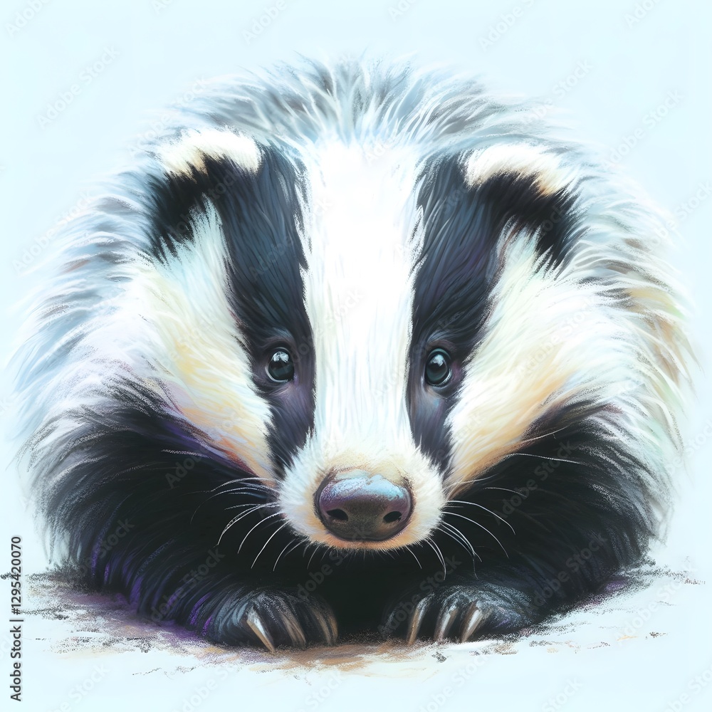 Fototapeta premium 오소리, 파스텔화, jpeg (Badger, pastel painting, jpeg)