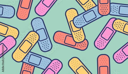 Cute band aid pattern background vector design