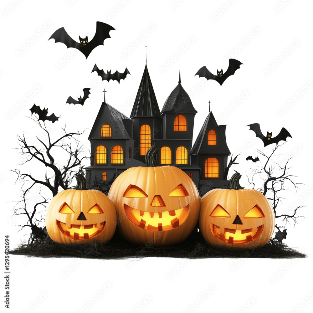 Halloween-themed party banner displaying a terrifying jack-o'-lantern with an evil expression on transparent png background. Ai generated Halloween-themed party banner displaying a terrifying jack-o'-lantern with an evil expression on transparent png background. Ai generated