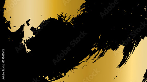 Luxury Gold Brush Stroke Abstract Background - Elegant Ink Texture vector illustration