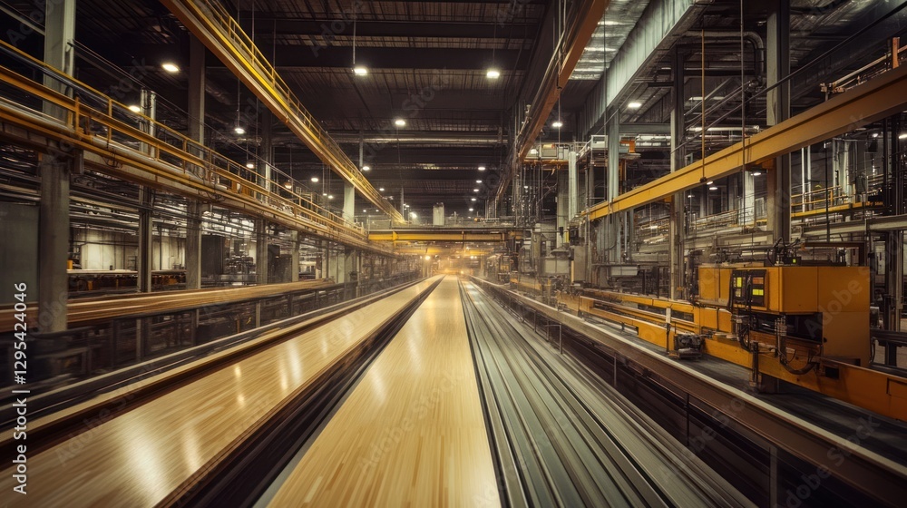 Automated production line in a large industrial manufacturing facility Automated production line in a large industrial manufacturing facility