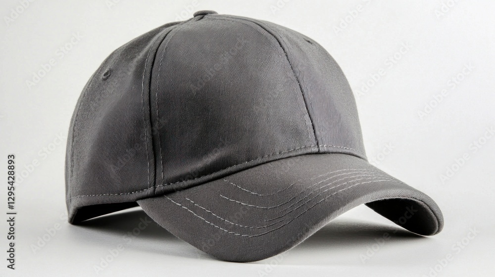 Fototapeta premium Gray Baseball Cap on White Background