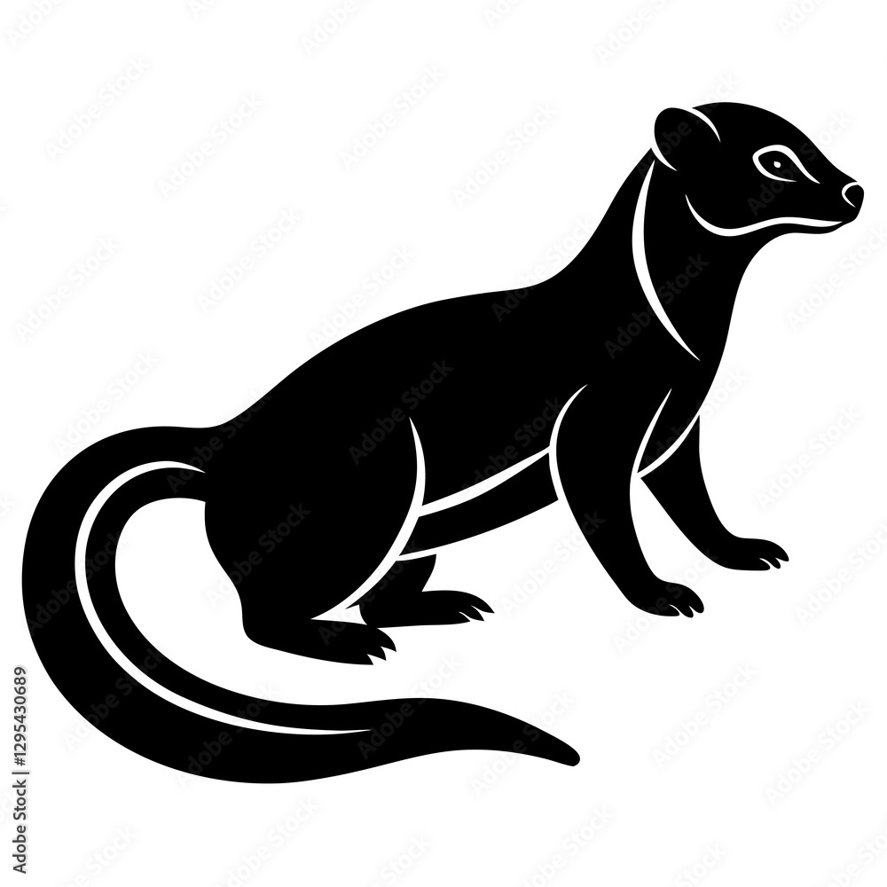 High-Quality Mongoose Silhouette Vector Icon Design on White Background. High-Quality Mongoose Silhouette Vector Icon Design on White Background.