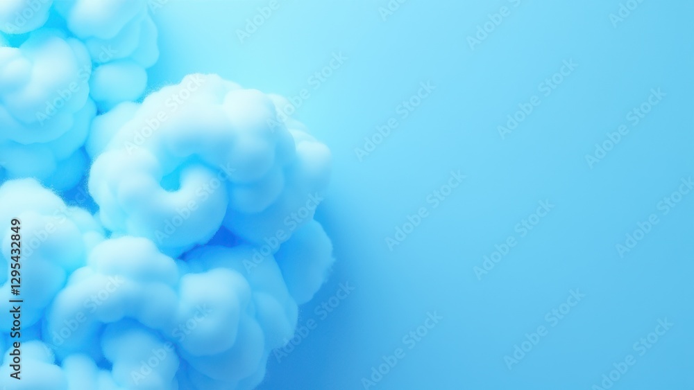 Fluffy blue cotton candy clouds against a light blue background. Fluffy blue cotton candy clouds against a light blue background.