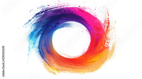 Colorful Scribble Circle Brush Stroke Abstract Art Background