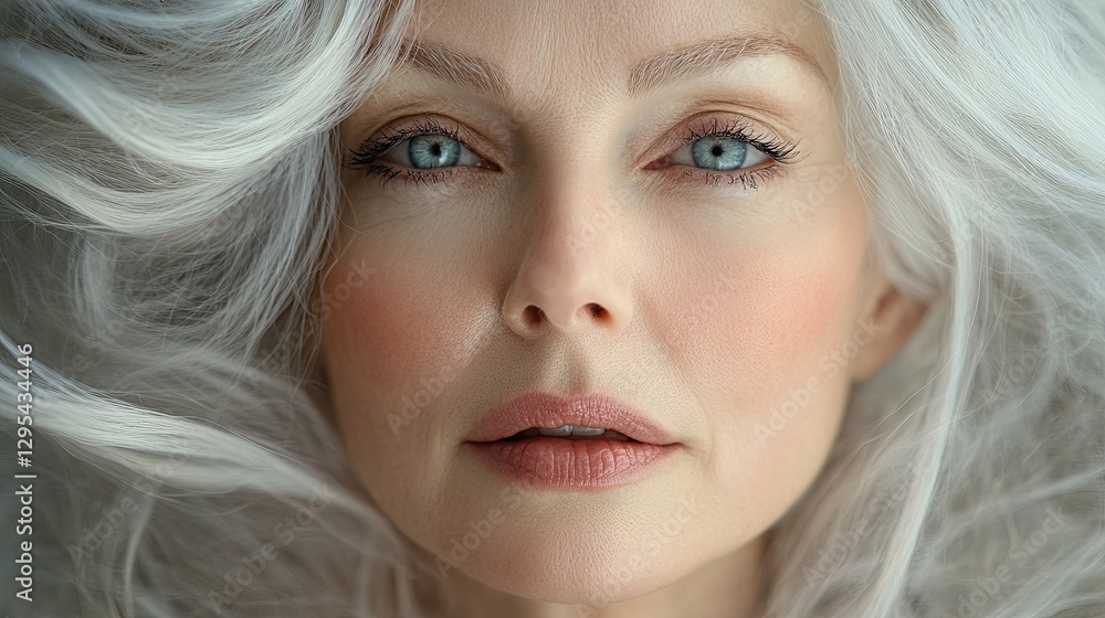 Close-Up Portrait of a Gorgeous Senior Lady with Stunning White Hair - Close-Up Portrait of a Gorgeous Senior Lady with Stunning White Hair -