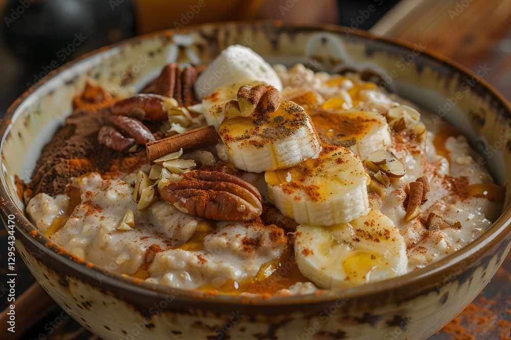 Protein-Packed Oatmeal Bowl with Banana, Nuts, and Cinnamon for a Cozy Morning Protein-Packed Oatmeal Bowl with Banana, Nuts, and Cinnamon for a Cozy Morning