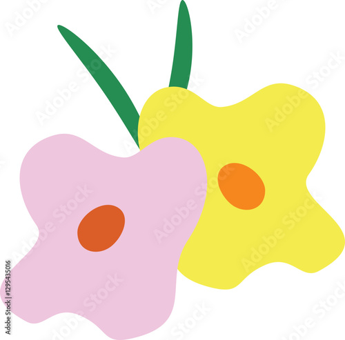 꽃 모양 들꽃 꽃잔디 일러스트 Flower-shaped wild flower illustration