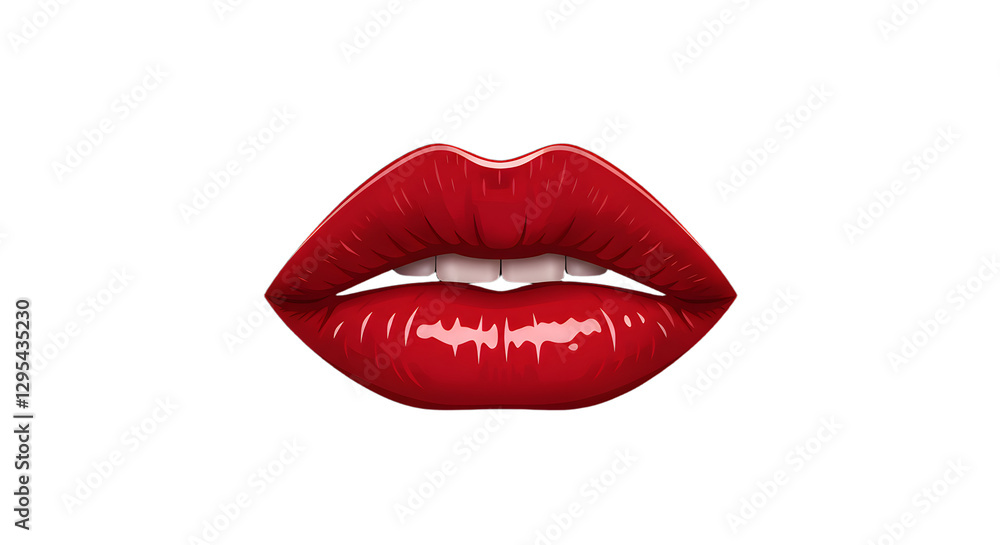 Red Lips with Glossy Effect on Black Background Fashion Illustration Red Lips with Glossy Effect on Black Background Fashion Illustration